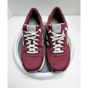 New Balance 501 Burgundy Lace-Up Sneakers Mens Size 9 Athletic Shoes Mesh & Sued